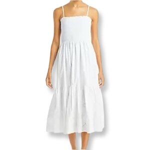 Aqua NWT Sleeveless Smocked Eyelet Prairie Dress Tiered Skirt Size Small